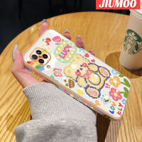 เคส JIUMOO สำหรับ Huawei Nova 7i เคสการ์ตูนหมีโชคดีใหม่กรอบสี่เหลี่ยมชุบพื้นผิวเคสซิลิกาเจลแบบนิ่มกันกระแทกเคสมือถือรวมเลนส์กล้องถ่ายรูปฝาครอบป้องกัน