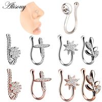 Alisouy 1 pcs Fake Nose Ring Clip On Nose Ring Faux Nose Ring Fake Piercings Tragus Earrings Simple Nose Ring Jewelry Body jewellery