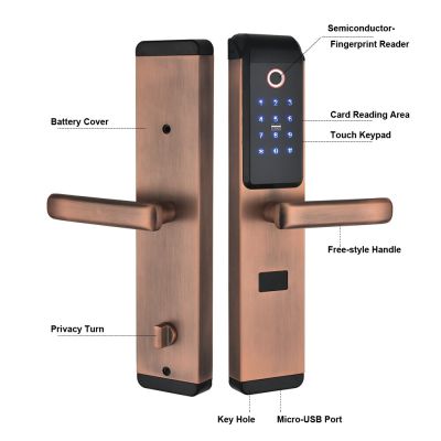 ล็อคประตูกับอิเล็กทรอนิกส์ความปลอดภัยแอพพ์บลูทูธรหัสดิจิตอลไบโอเมตริกซ์อัจฉริยะสำหรับใช้ในบ้าน
