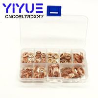 ][= 200Pcs Copper Washer Gasket Nut And Bolt Set Flat Ring Seal Assortment Kit With Box M5/M6/M8/M10/M12/M14 For Sump Plugs Water