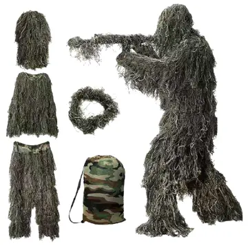 3D Leaf Camouflage Clothing CS Camo Coverall Sniper Archery Hunting Ghillie  Suit