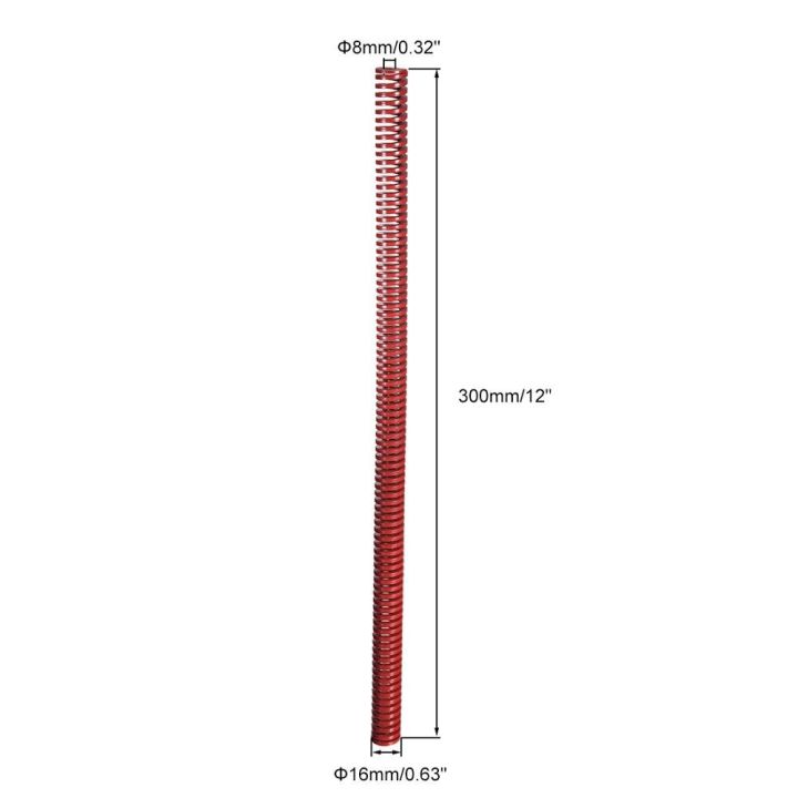 worth-buy-uxcell-สปริงปั๊มเกลียวยาว16-30mm-od-100-200-300มม-สปริงบีบอัดโหลดกลางแม่พิมพ์ตายสปริงสีแดง1ชิ้น