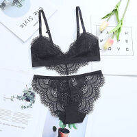 Lace Bralette Unlined Soft Beauty Back Bras See-throught high Cut Pantie Briefs Female Underwear Suit Ropa Interior Femenina