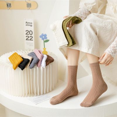 Yeuu JK โลลิต้าลายทางแนววินเทจน่ารักสำหรับเด็กผู้หญิงถุงเท้าลูกไม้เกาหลีถุงเท้าผ้าฝ้ายผู้หญิง