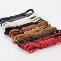 【HOT】◄┇☢ 1Pair Leather Shoe laces Waxed Cotton Round ShoeLaces Men Shoelace Shoestring