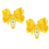 2Pcs/set 2.75 Inch Solid Windmill Bow Safety Hair Clips for Baby Girls Grosgrain Ribbon Hairpins Wrapped Kids Hair Accessories