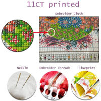 Flower Rose DIY 11CT Embroidery Cross Stitch Kits Needlework Craft Set Cotton Thread Printed Canvas Home Decoration For Living