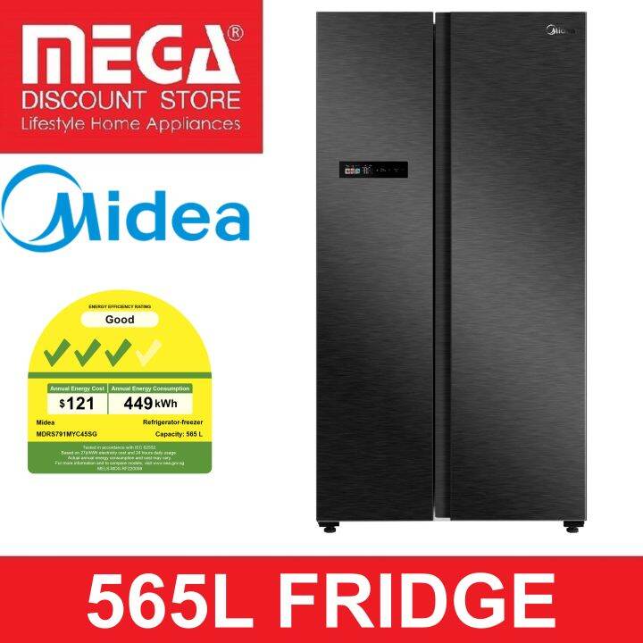 MIDEA MDRS791MYC45SG 565L SIDEBYSIDE FRIDGE (3 TICKS) Lazada Singapore