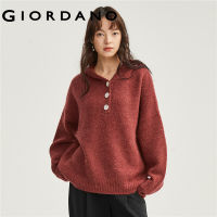 GIORDANO Women Sweaters 3-Stitch Knitting Hooded Sweaters Half Placket Raglan Sleeve Loose Fashion Casual Sweaters 18352910