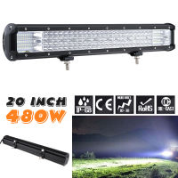 Quad แถว20นิ้ว480W 160Pcs LED Strip รถ LED Light Bar Work Light Combo Beam สำหรับ Offroad เรือรถบรรทุก SUV ขับรถโคมไฟ