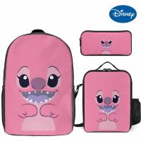 【LZ】☋  Mochila escolar colorida de 3 peças para meninos e meninas personagem animado da Disney kit de refeição impresso estojo de lápis personalizado