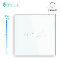 BSEED Dimmer Touch Switch1Gang 1Way LED Dimmable Wall Light Switch Long Press Dimmer Crystal Dark Backlight Memory Function