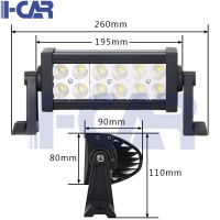 36w ไฟสปอร์ตไลท์สองแถวยาวการปรับเปลี่ยนรถบรรทุกออฟโรด LED ไฟเสริมกันชนหน้า 12led