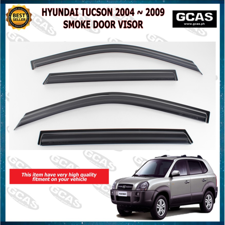 4pcs Dark Smoke Window Visors For Hyundai Tucson 2005-2009 (GL, GLS) - Acrylic