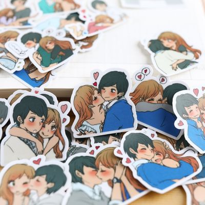45PCS Cute cartoon couple Stickers Crafts And Scrapbooking stickers notebookbook Student label Decorative sticker DIY Stationery Stickers Labels