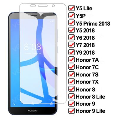 ☈ 9D Protective Glass For Huawei Y5 Lite Y5P Y9 Y7 Y6 Y5 Prime 2018 Tempered Screen Protector For Honor 8 9 Lite 7A 7C 7S 7X Glass