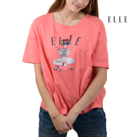 ELLE Boutique เสื้อยืดสตรีคอปาด ทรง Crop แขนสั้น สกรีนลาย ELLE LIMITED EDITIONS W3K566