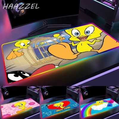 Cartoon Tweety Bird Led Mouse Pad Rgb Rug Mouse Mat Laptop Pc Gaming Accessories Keyboard Mat Play Mat with Backlight for Pc S02