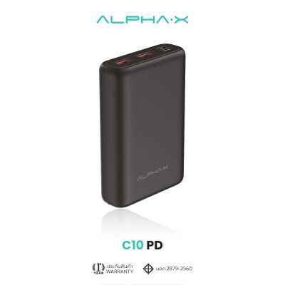 ALPHA·X C10PD PowerBank 10000mAh แบตสำรอง พาวเวอร์แบงค์ชาร์จเร็ว PD20W | QC 3.0 รับประกันสินค้า 1 ปี