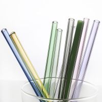 50PCS 8mm Glass Straws Reusable Drinking Straws Cocktail Eco-friendly Straws for Bar Beverages Milkshakes Tea Smoothies Juice Barware