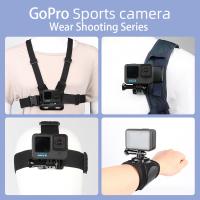 【LZ】☈☸▩  Para gopro hero 10 9 8 7 6 ação câmera cinta no peito bandana conjunto de montagem 360 graus rotação alça de pulso saco clipe