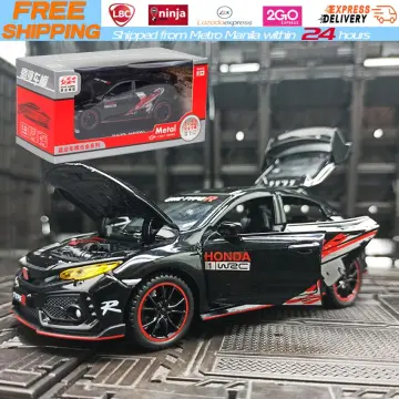 Toy Car 1:32 Scale HONDA CIVIC Type R Metal Alloy Diecast Car Model  Miniature Model With Sound Light Model For Children Car