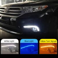 Car Flashing 1 Set DRL For Toyota Highlander 2012 2013 2014 Daytime Running Lights fog lamp cover with yellow trun signal