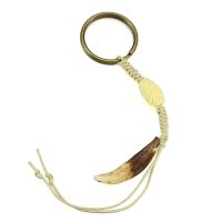 Handmade Braided Tibet Dark Brown Wolf Tooth Charm Keychain Holder CB03F001