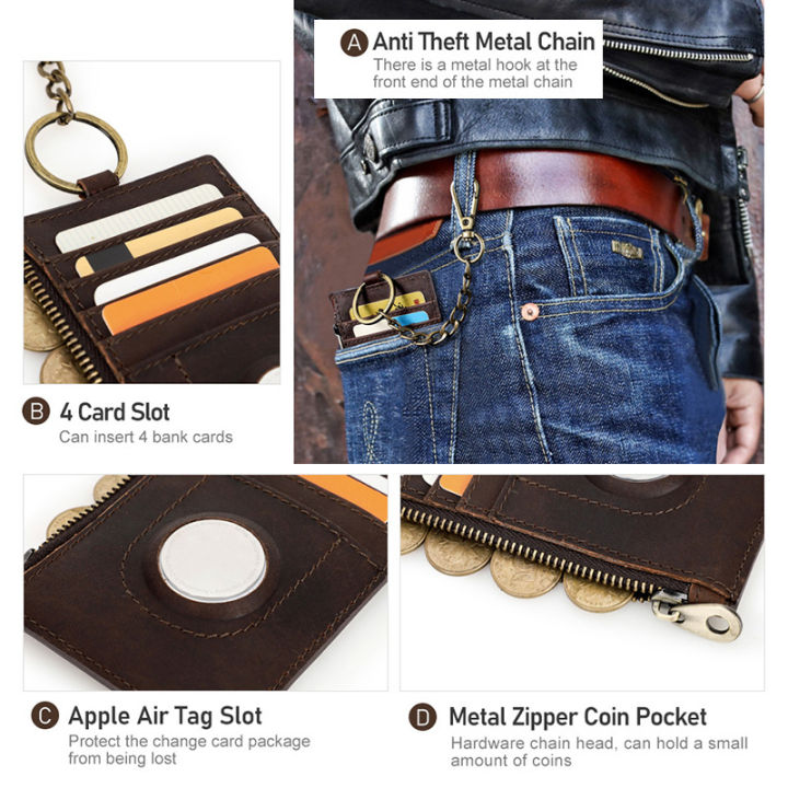 กระเป๋าสตางค์หนังแท้พร้อมเคส-airtag-กระเป๋าใส่บัตร-rfid-มีซิปสำหรับ-apple-airtag-tracker-anti-สูญหายป้องกันรอยขีดข่วนแอร์แท็กกระเป๋าสตางค์