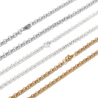 4MM width silvergoldensteel color Rolo Chain Stainless Steel Round Necklace Men Women Jewelry2023