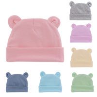 ☃✜♗ Baby Hats New born Cotton Soft Elastic Infant Bonnet for Girls Boys Cute Beanie Babies Caps Solid Color Bear Nightcap