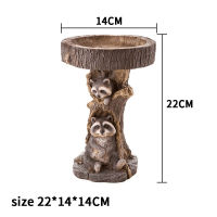 Lokei เรซิ่น Raccoon birdbath โบราณสวนนกอาบน้ำบ้านสวน