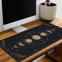 ▲❇✗ Mouse Pad Moon Phases Mousepad Gaming Desk Mat Xxl Gold Moon Cycle Lunar Stars Horoscope Laptop Pad Mystical Astronomy Zodiac