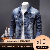 CODAndrew Hearst 【XIAO-F】Embroidered denim jacket mens spring and autumn Korean version of the trend mens jacket handsome slimmed-down denim clothes jacket