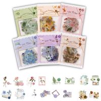 Vintage Flower Stickers Set,PET Transparent Floral Decals Decorative Aesthetic Waterproof Stickers, 6 Pack