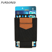 PURDORED 1 Pc Elastic Credit Card Holder Mini Small Men Business ID Card Holder Travel Organizer Badge Minimalist Slim Wallet2023