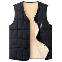 [COD] Down vest mens autumn and winter new middle-aged elderly plus velvet warm liner fathers loose large size thickened back