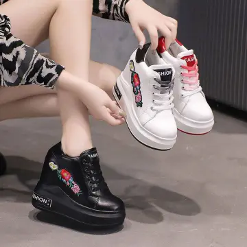 Red and white hot sale platform sneakers