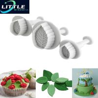 [HOT JILZKXLGWOQQ 121] 3ชิ้น/เซ็ตเค้ก Rose Leaf Plunger Fondant ตกแต่ง Sugar Craft แม่พิมพ์คุกกี้บิสกิตเครื่องตัด Pastry เครื่องมือตกแต่งอุปกรณ์เสริม