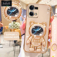 AnDyH Casing For OPPO RENO 8 5G RENO 8PRO Phone Case Cute 3D Starry Sky Astronaut Desk Holder with lanyard