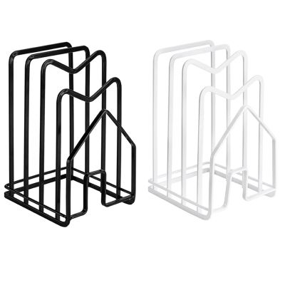 2Pcs Cutting Board Rack Chopping Board Organizer Stand Holder Kitchen Countertop Pot Pan Lids Rack Organizer Black+White