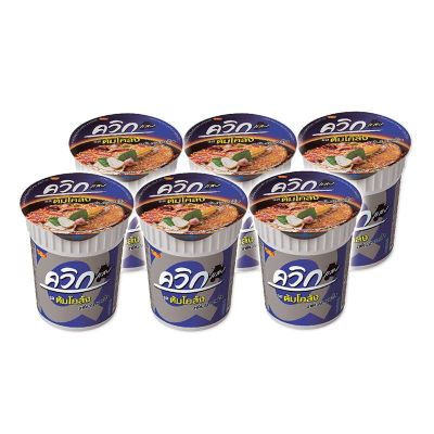Wai Wai Quick Instant Noodles Tom Klong Flavor 60 g x 6 cups.ไวไวควิก บะหมี่กึ่งสำเร็จรูป รสต้มโคล้ง 60 กรัม x 6 ถ้วย