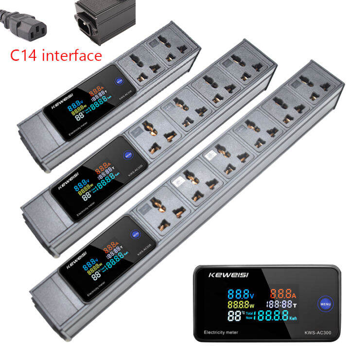 Power Strip with Digital Voltmeter Power Energy Meter 2-14 Ways ...