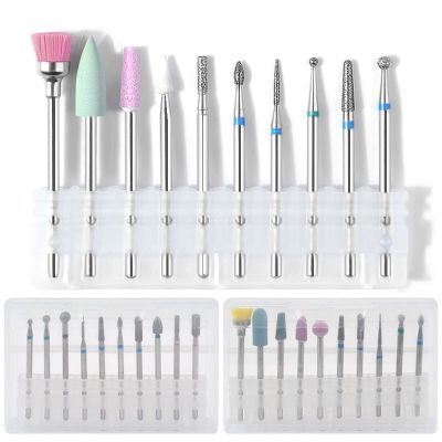 ‘；【。- 10 Pcs Diamond Milling Cutters For Manicure Carbide Nail Drill Bits Kits Equipment Tools Grinding Head Brush To Remove Dead Skin