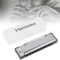 เครื่องดนตรี Harmonika Blues แบบมืออาชีพ10รูหีบเพลงปากสเตนเลสสตีลที่มีคุณภาพสูงสำหรับเป็นของขวัญสำหรับเด็ก