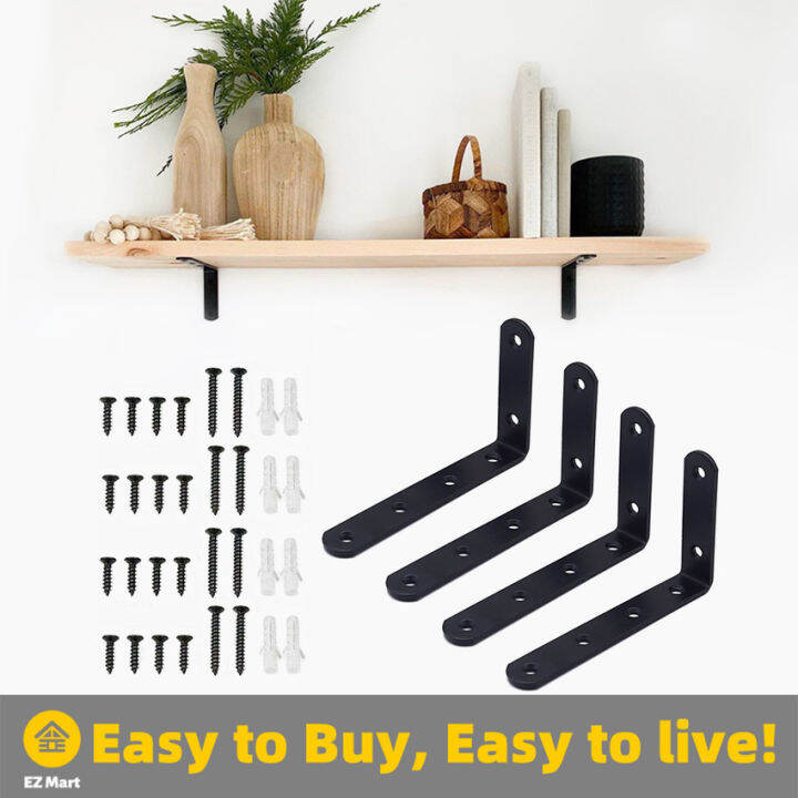 【Fast Shipping】 4Pcs 90 Degree L Shape Iron Material Silver Black Color