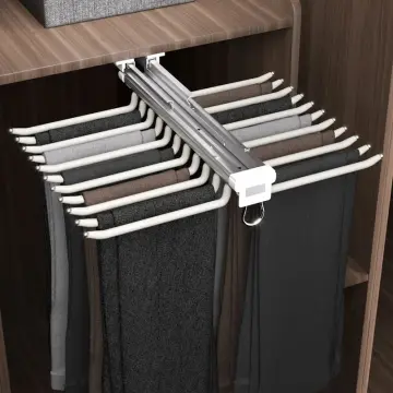 Trouser Rack 22 Rods Sliding Pull Out Pants Hanger Holder Closet