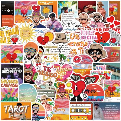 50PCS Bad Bunny Sticker New Album Un Verano Sin Ti Graffiti Gift Decals Toy DIY Suitcase Phone Helment Laptop Bike Decal Stickers Labels