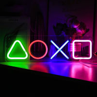 ไอคอน Gaming PS4เกม Neon Light Sign ควบคุมโคมไฟตกแต่งไฟที่มีสีสันเกม Lampstand LED Light Bar Club Wall Decor