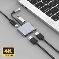 Adaptor USB Tipe C ke Dual HDMI USB C Hub tipe-c ke Dual HDMI adaptor kompatibel 4K 60Hz ekspansi layar 4 in 1 USB Expander untuk Laptop ponsel PC